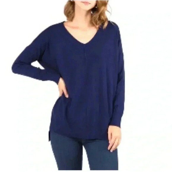Dreamers V-neck Tunic Knit Sweater - Picture 1 of 6